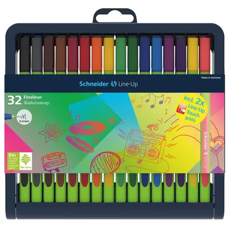 Schneider Fineliner Line-Up, 04 mm, Stiftebox 32 Stück