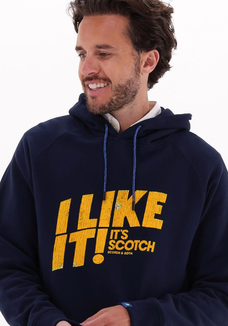 SCOTCH & SODA donkerblauwe scotch & soda sweater graphic raglan sleeve felpa hoodie