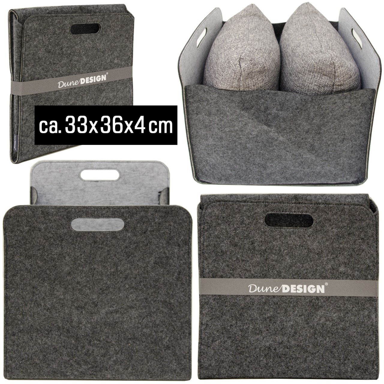Aufbewahrungsbox 2er Set Cube Filz Grau 33x38x33cm