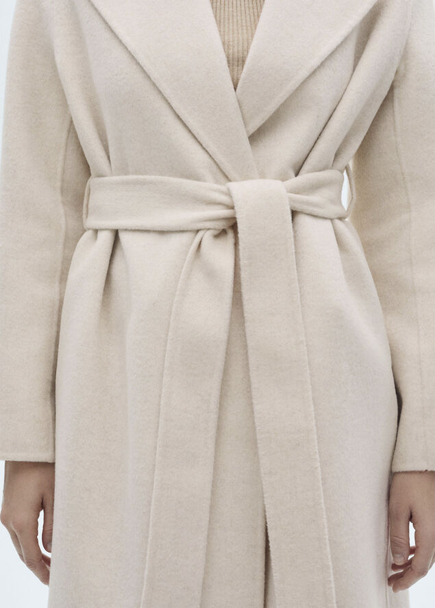MANGO Belt handmade coat Light beige