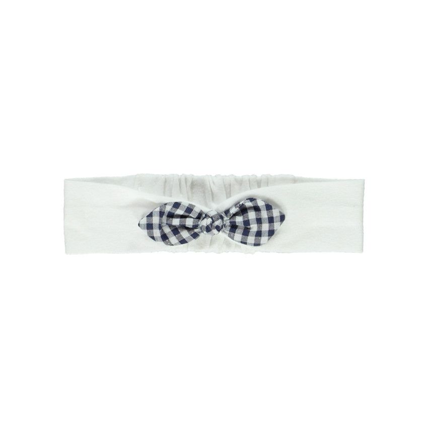 Bandeau avec noeud imprimé carreaux de Vichy pour bébé fille - Blanc