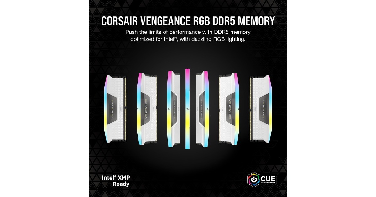 Corsair64 GB DDR5-6000 Kit werkgeheugen  (Wit, CMH64GX5M2B6000C30W, Vengeance RGB, XMP 3.0)