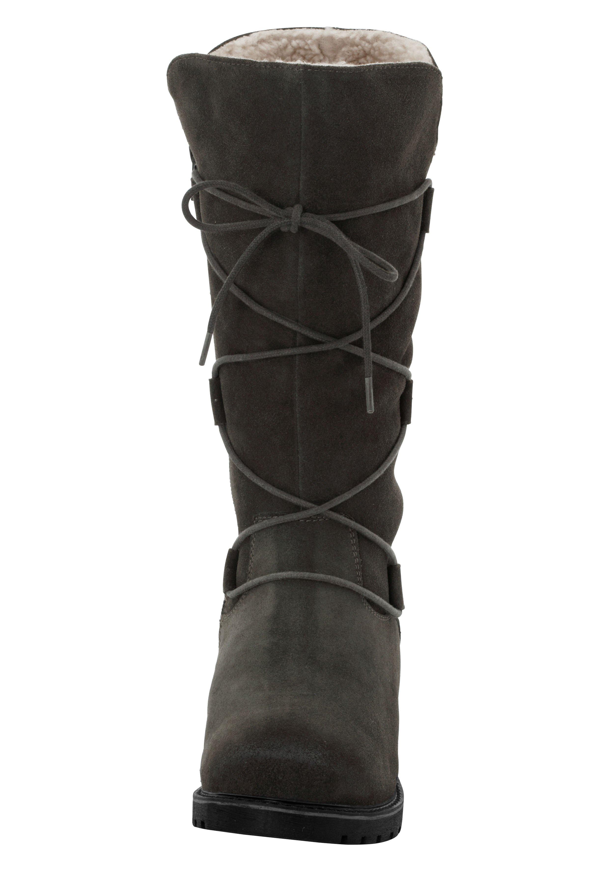 Weitschaftstiefel aus Leder mit Schnürung