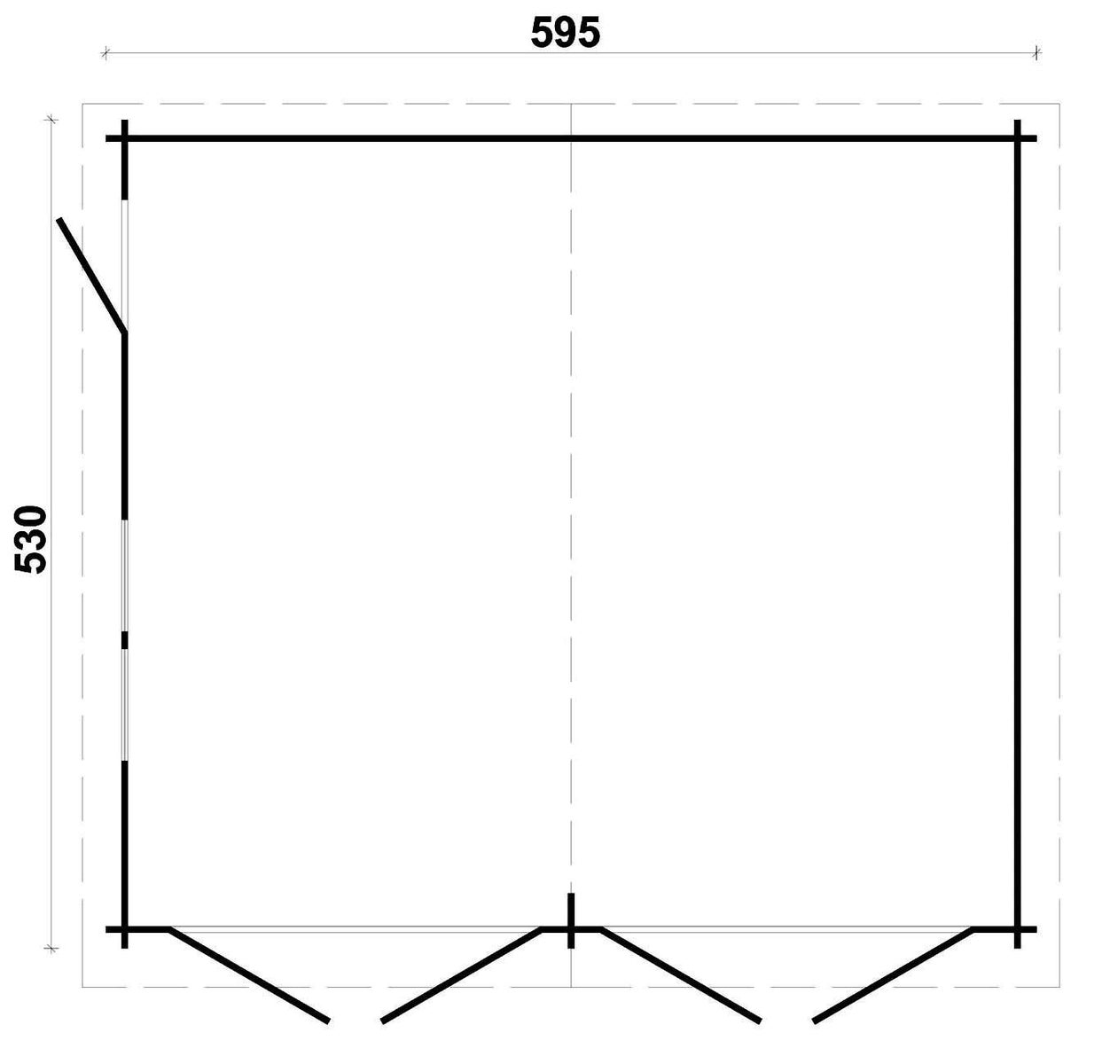 Alpholz Dubbele Garage D-44 ISO Garage van hout, parkeerplaats met 44 mm wanddikte inclusief berging, prefab garage met montagemateriaal, natuurlijke afwerking 6x5,3m