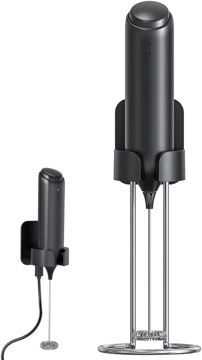 Mousseur à Lait Électrique Rechargeable USB avec Support de montage mu