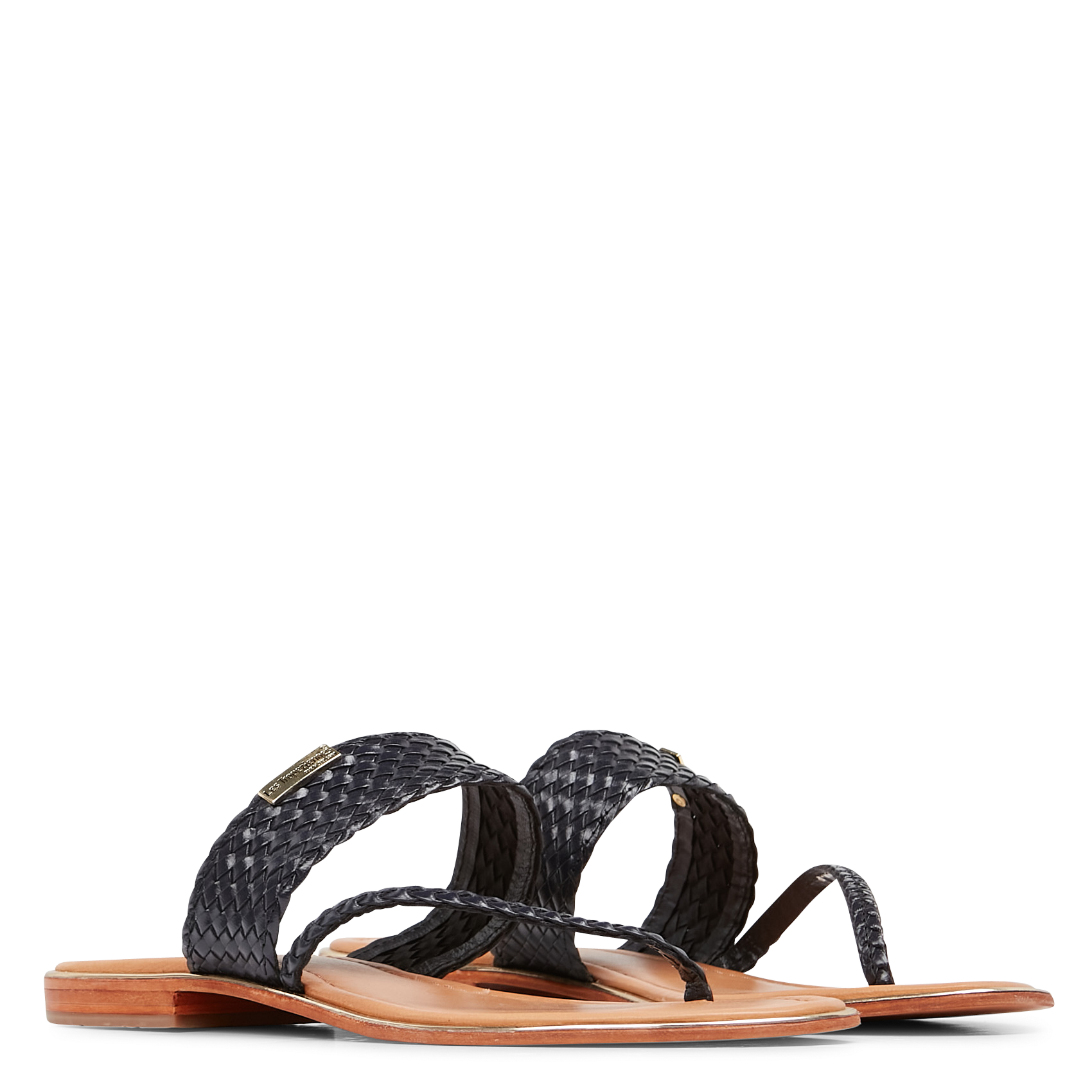 HONIT - Mules plates en cuir| Bleu