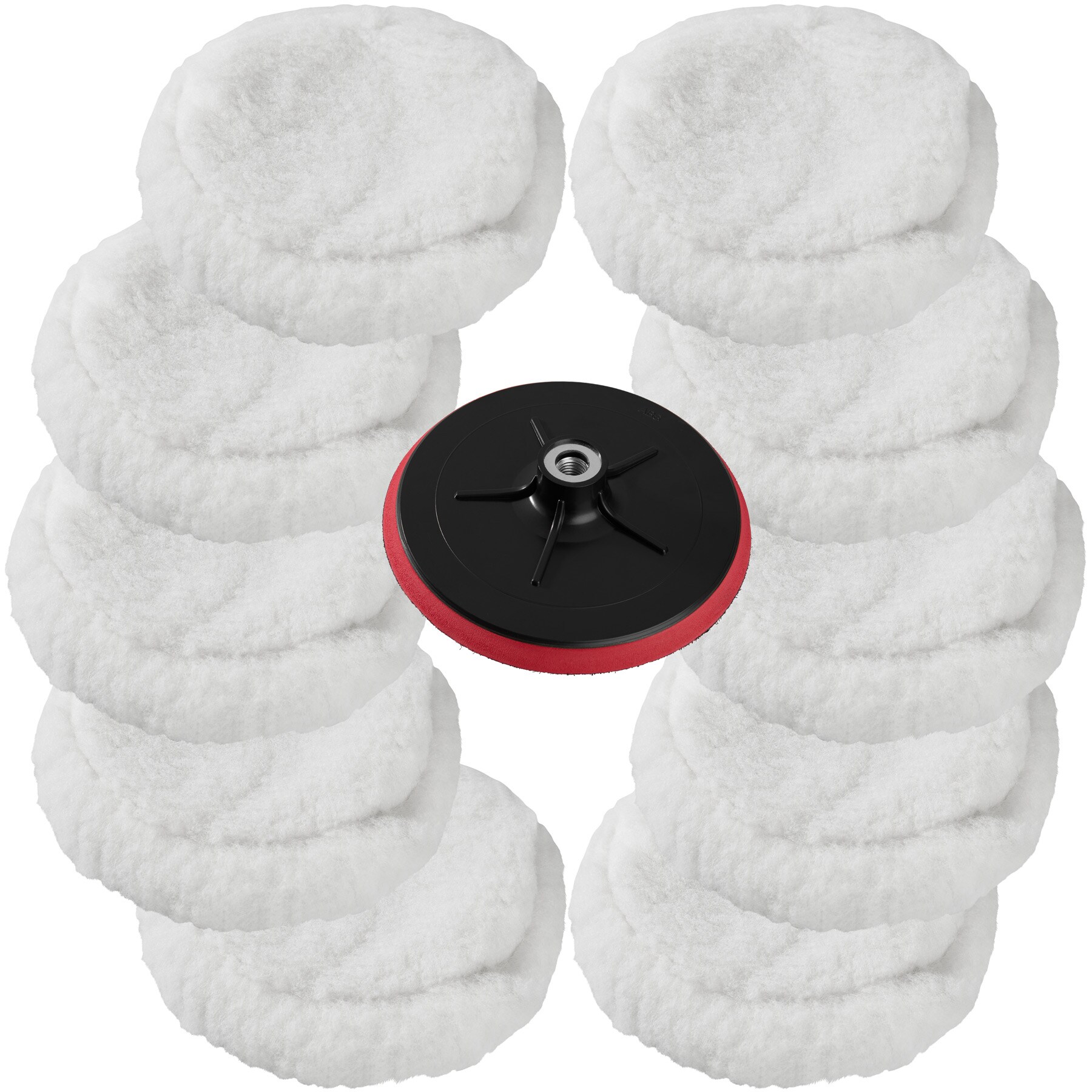 tectake® 11-teiliges Polierfell-Set, 10 Polierfelle 220 mm, ideal für große Flächen, Befestigung mit Klettverschluss