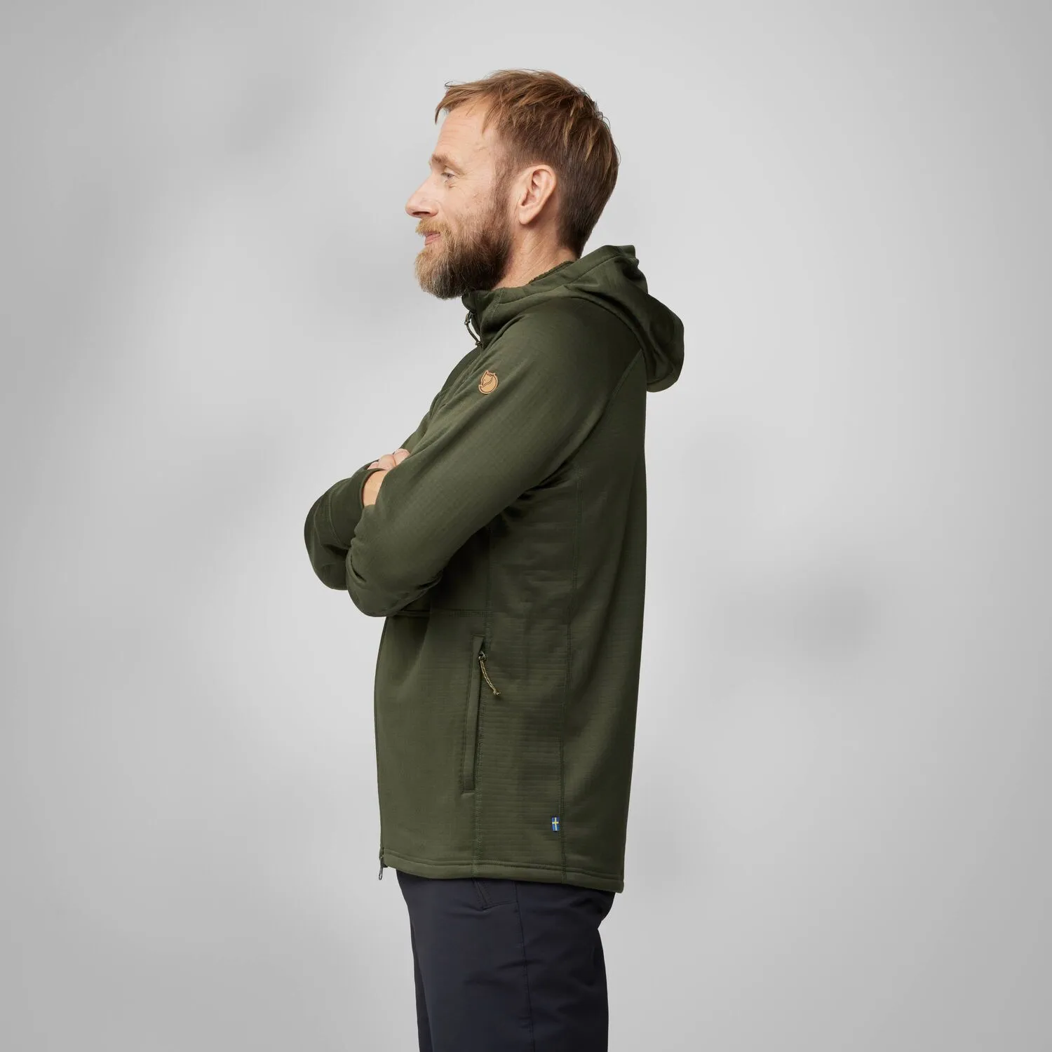 Fjällräven Men's Abisko Grid Fleece Hoodie Mountain Blue