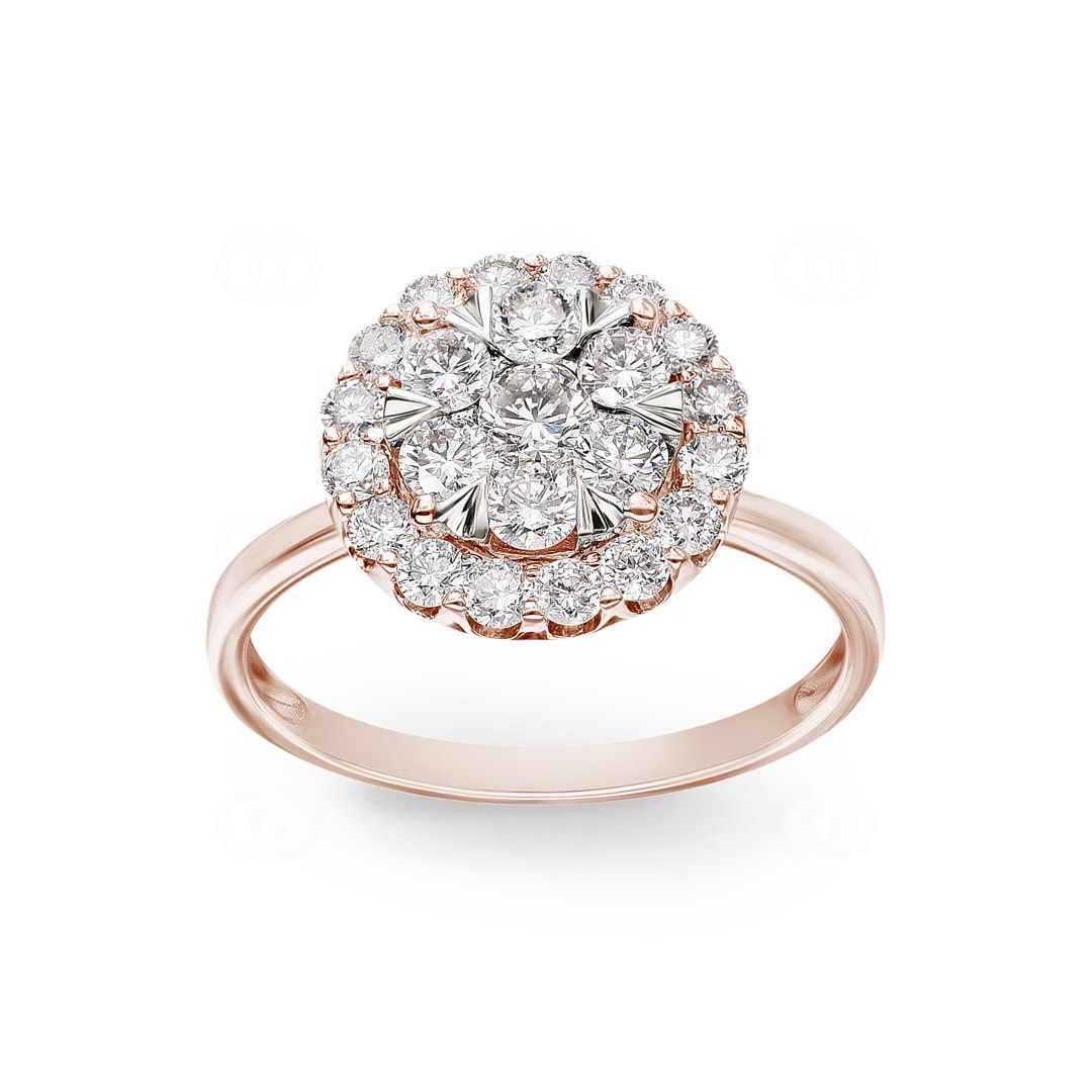 1.00 Karat Diamanten Halo Verlobungsring 750/18 K Roségold