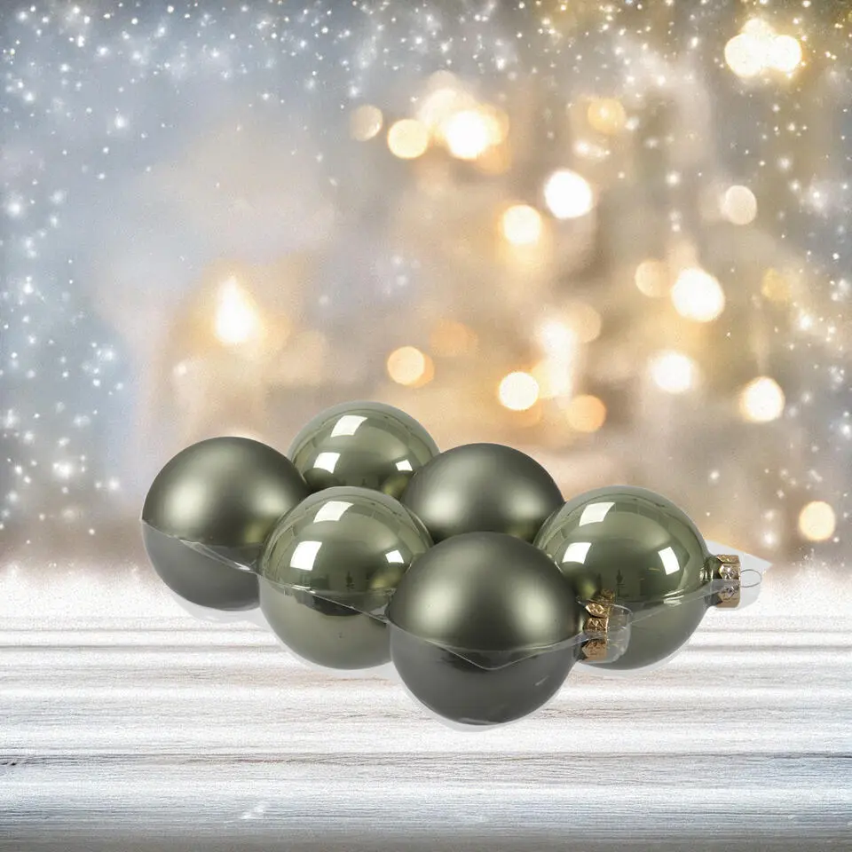 Othmar decorations Kerstballen - 6 stuks - groen - glas - 8 cm