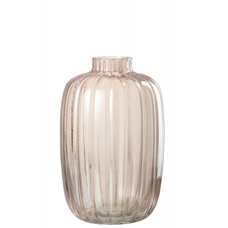 Vase en verre rose 15.5x15.5x24.5 cm