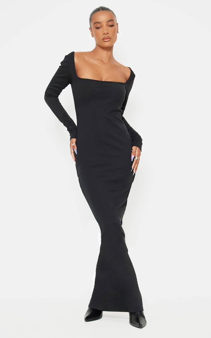 Robe Maxi À Encolure Carrée En Côtes Épaisses