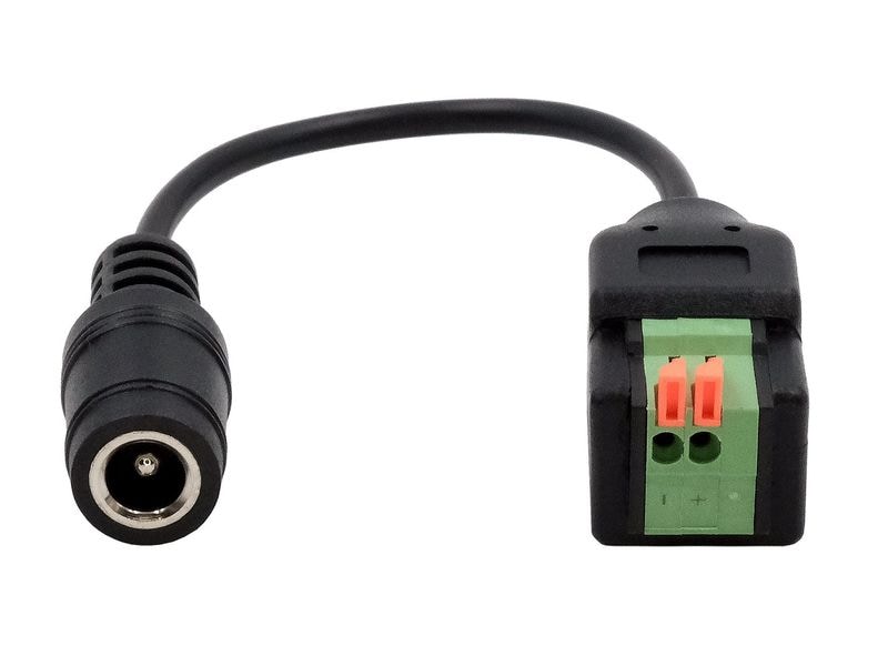 Exsys Hohlstecker Adapter DC-Buchse zu Terminal Block Adapter 5.5 x 2.1 mm zu 2-pin Terminal Block mit Drucktaster