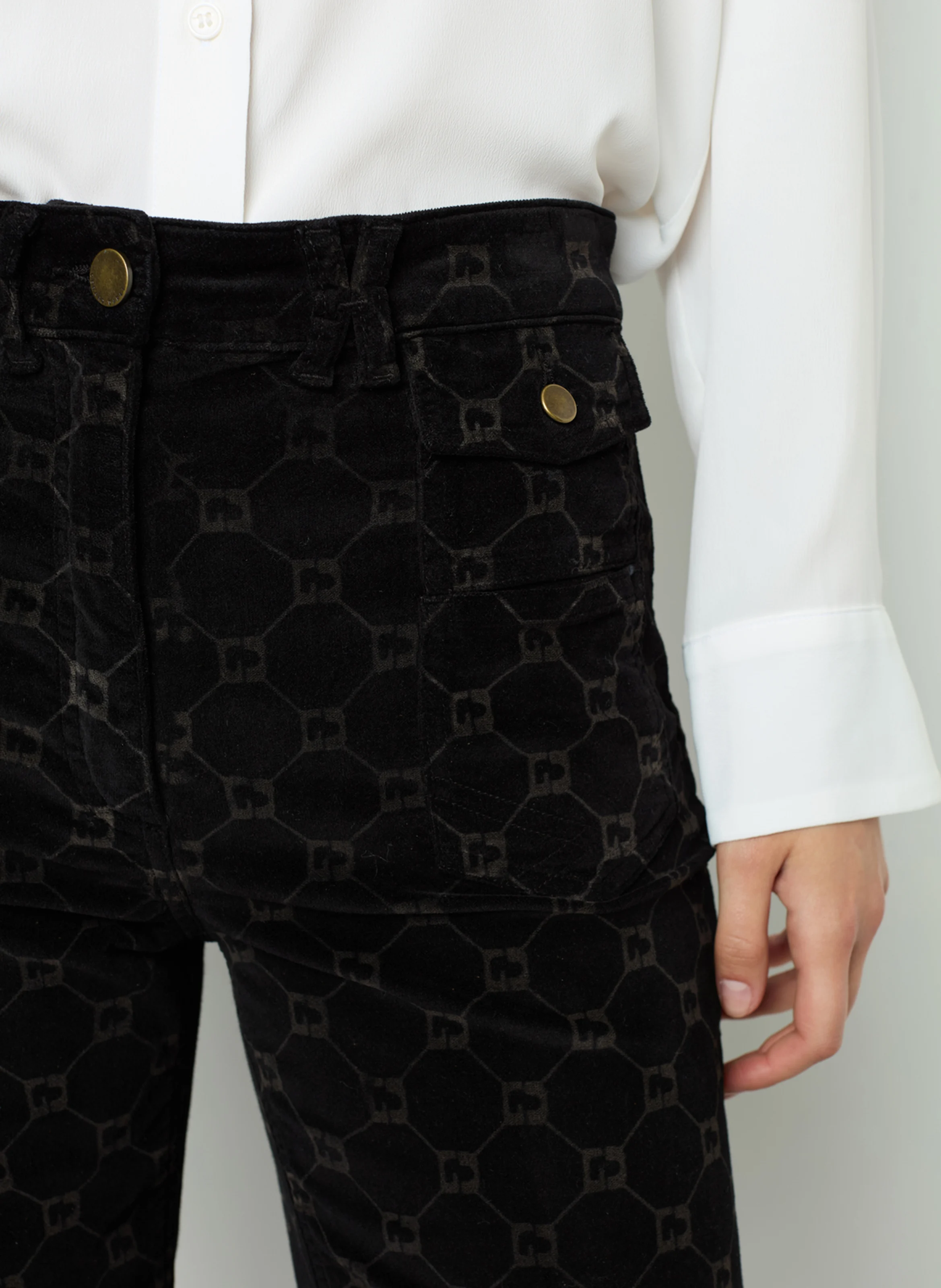 ANNA - Pantalon flare en coton mélangé | Noir