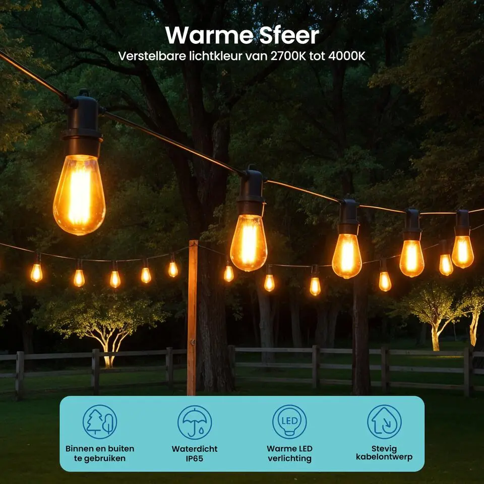 Gologi lichtsnoer buiten en binnen - Lichtslinger 5M - Tuinverlichting LED