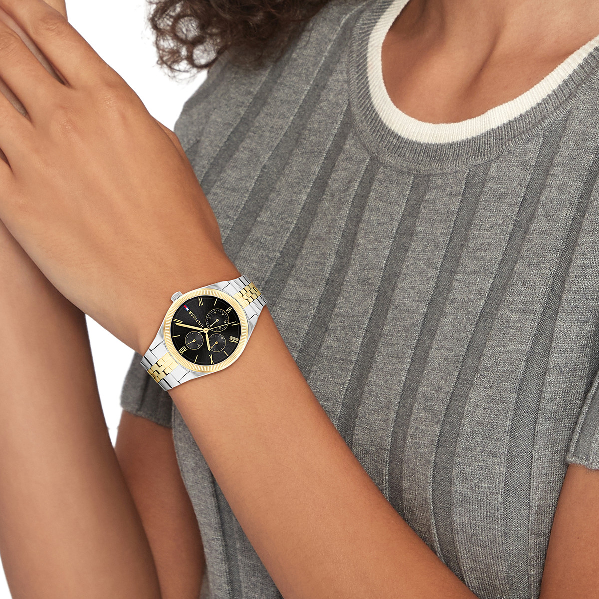 Montre TOMMY HILFIGER Monica femme bracelet acier bicolore jaune