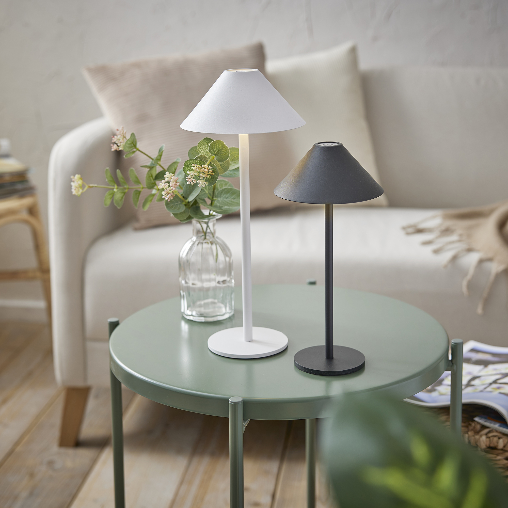LED-Tischlampe Schirm, weiß, 34 cm