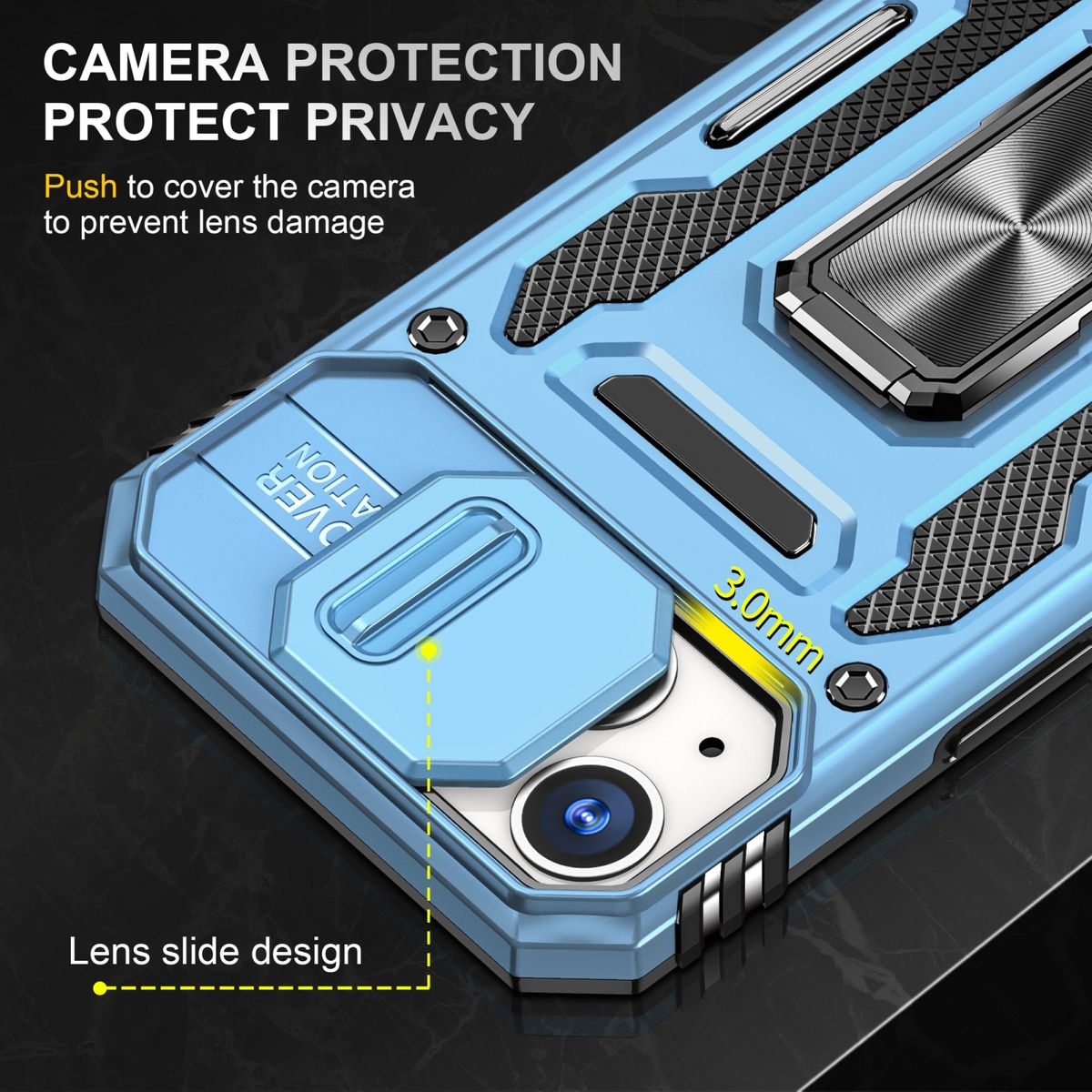 Hülle Handy Schutz für Apple iPhone 15 Plus Case Cover Kamera Ständer Etuis Neu