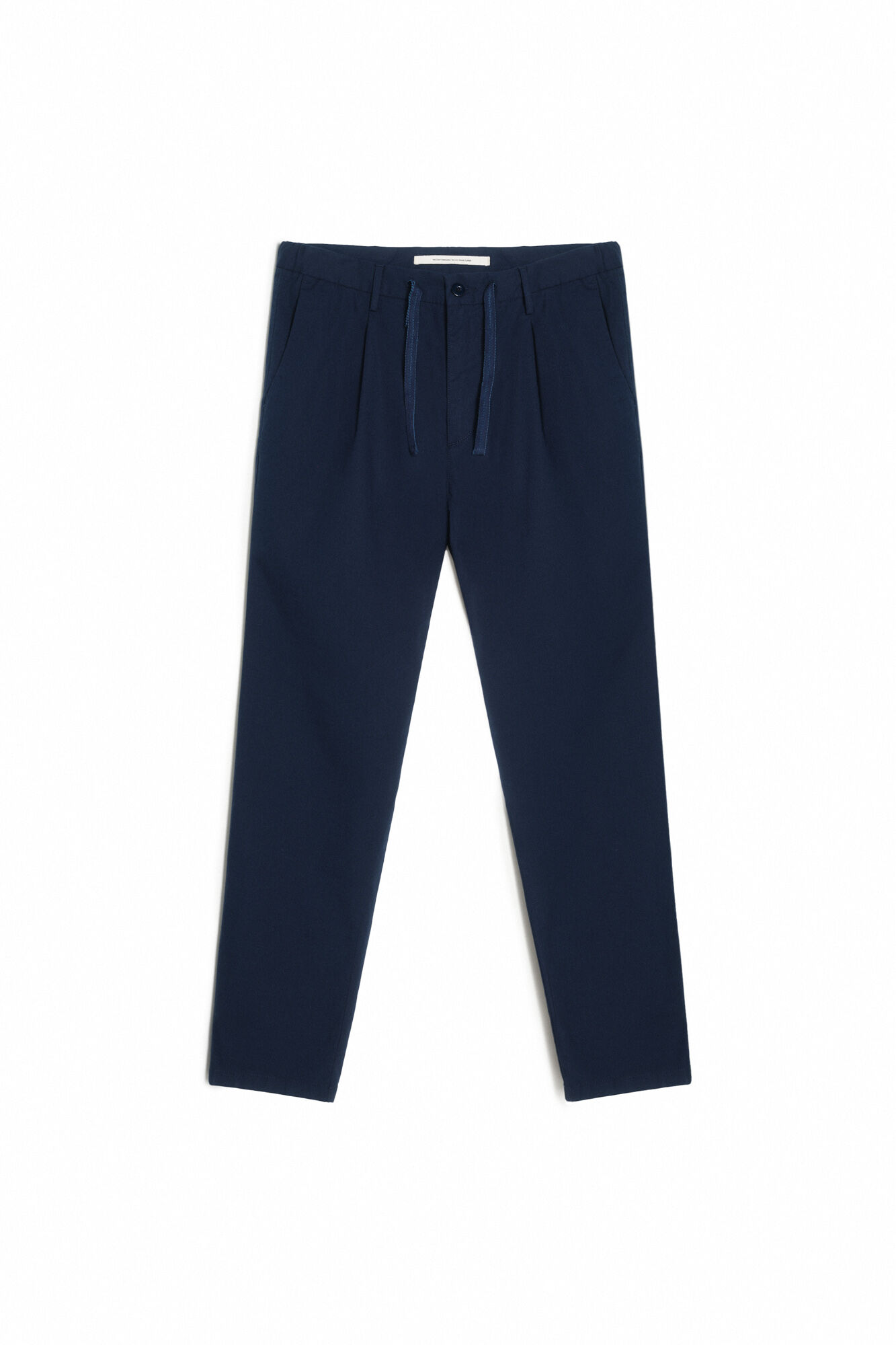 Calça chino de corte regular com cordão. - Azul marinho