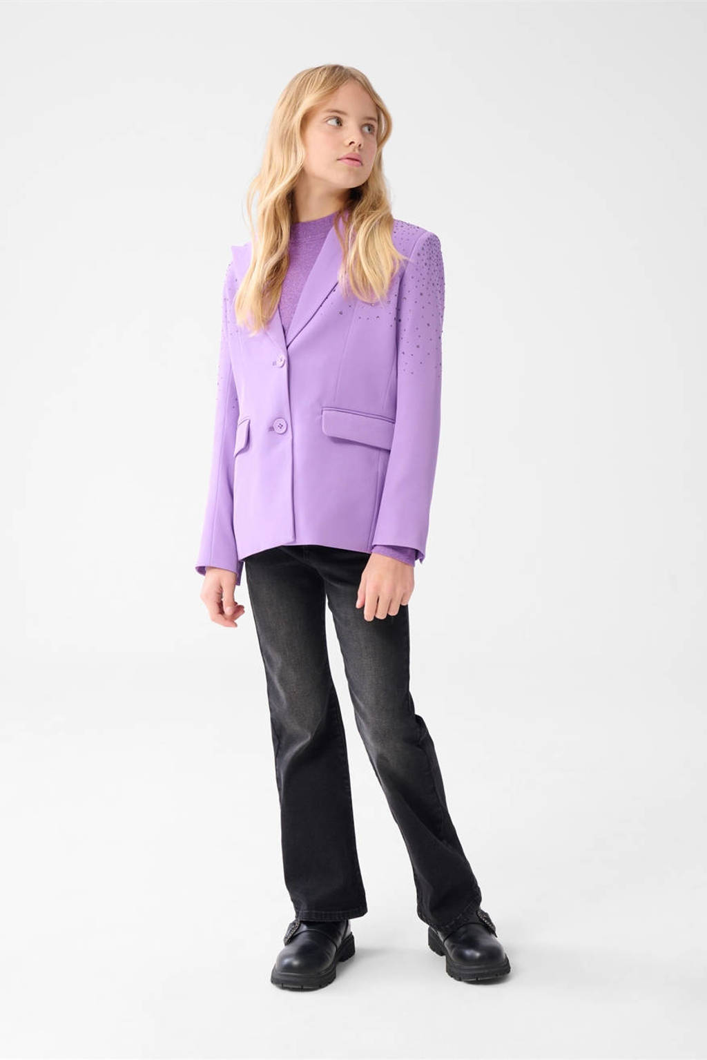 Shoeby blazer met strass steentjs paars
