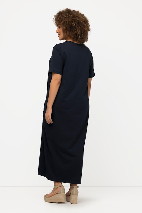 Midikleid, Raffung, Rundhals, Halbarm