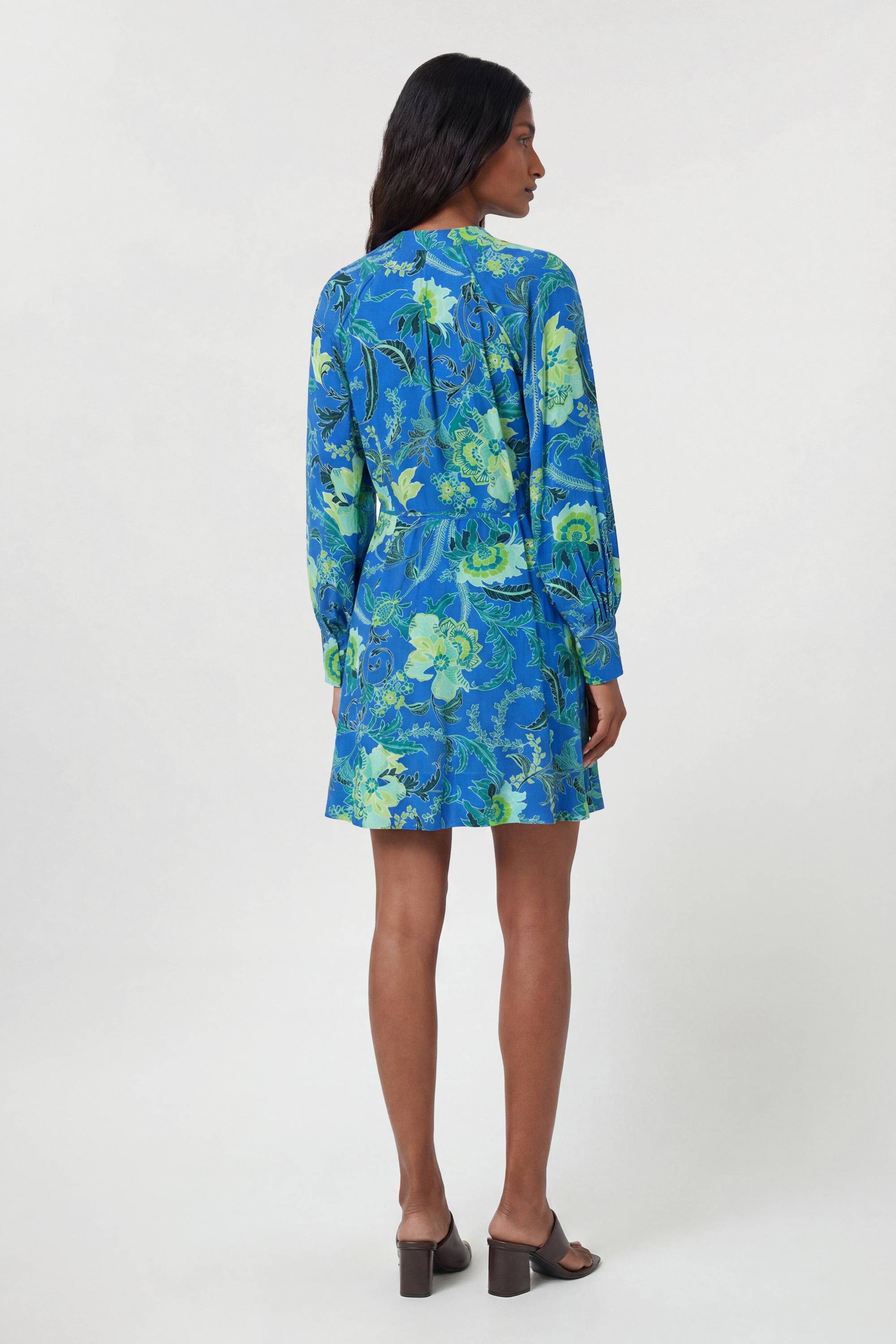 KarenMillen Robe Mini En Viscose Tissée À Imprimé Floral Cobalt