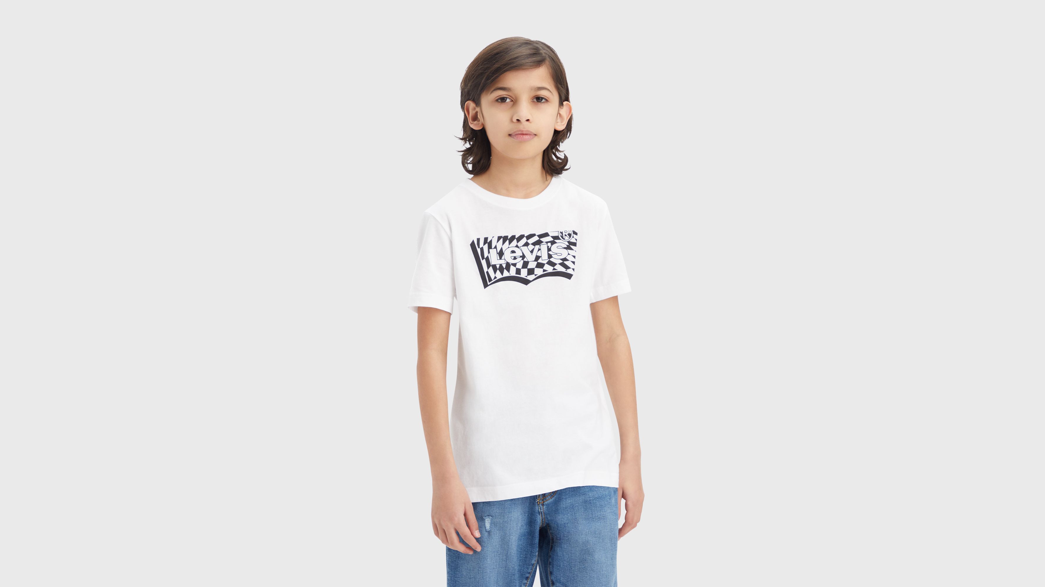 T-shirt à carreaux Batwing - Bright White - Blanc