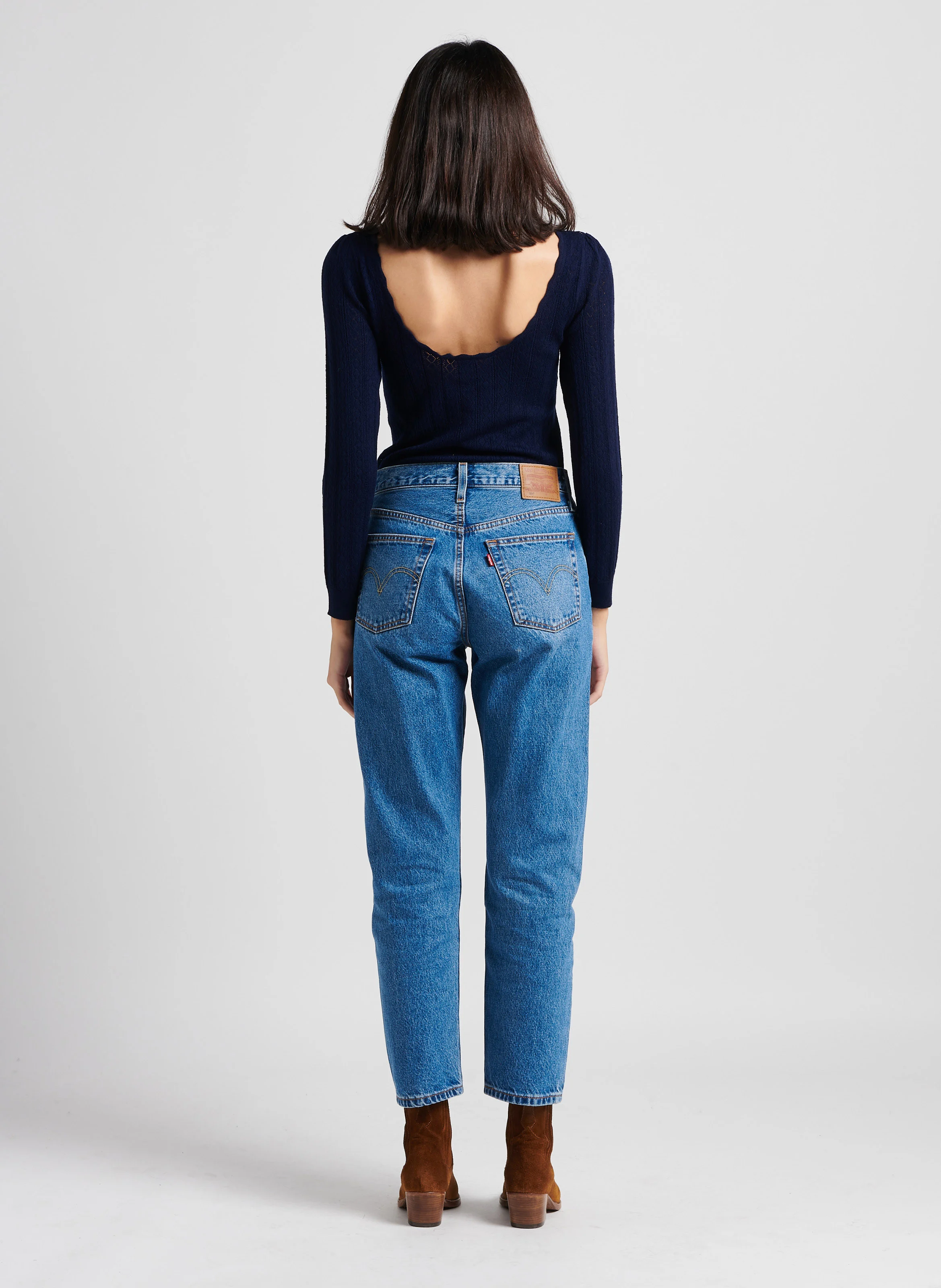 501 CROP - Jean droit cropped en coton | Jean Délavé
