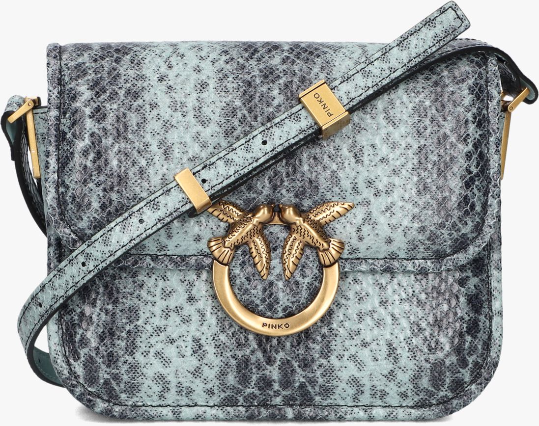 blauwe pinko schoudertas love box bag fl mini pelle