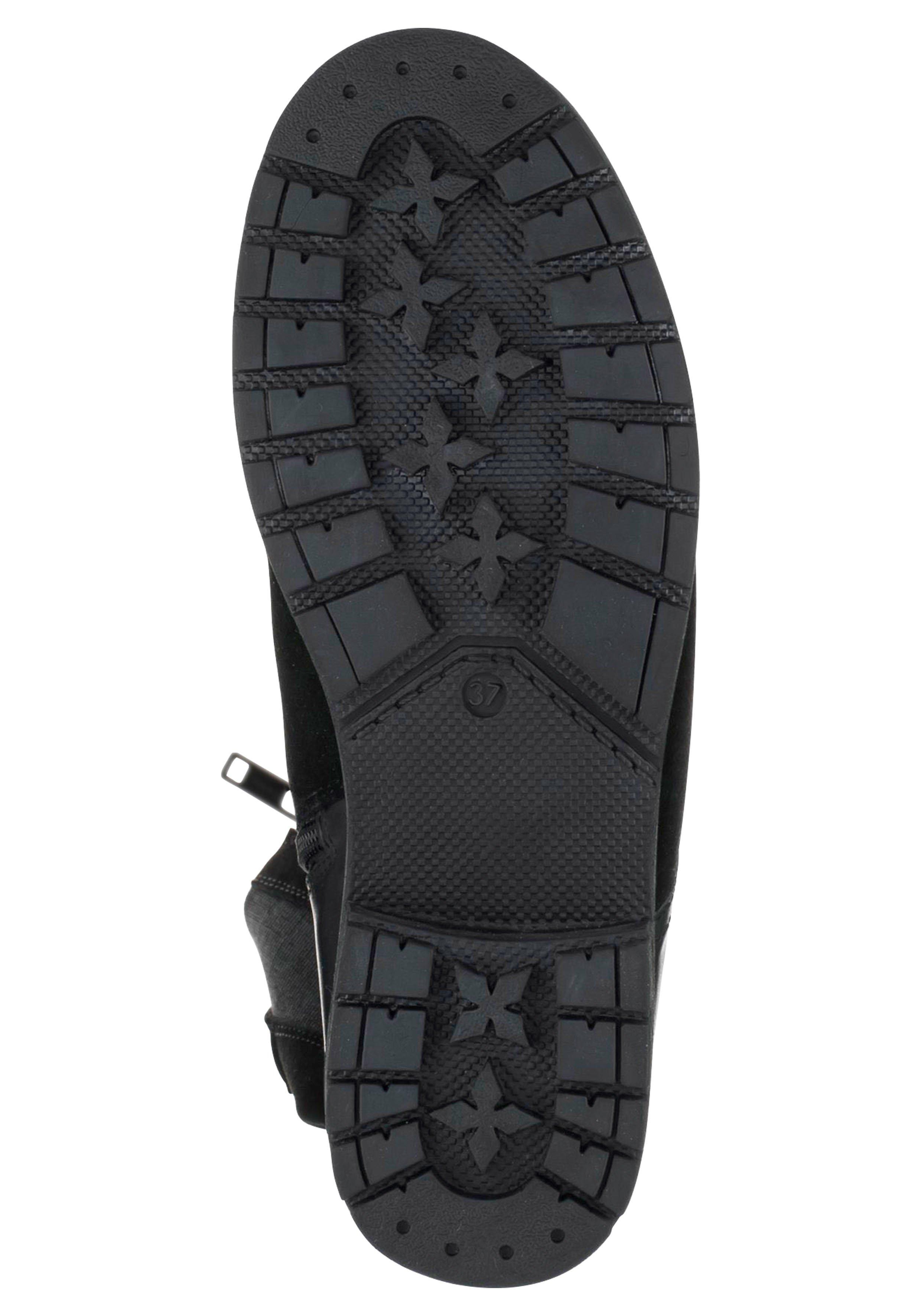 Weitschaftstiefel aus Leder mit Fellimitat