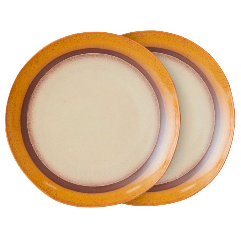 HKliving 70's Ceramic dinerbord Ø29 set van 2 mineral