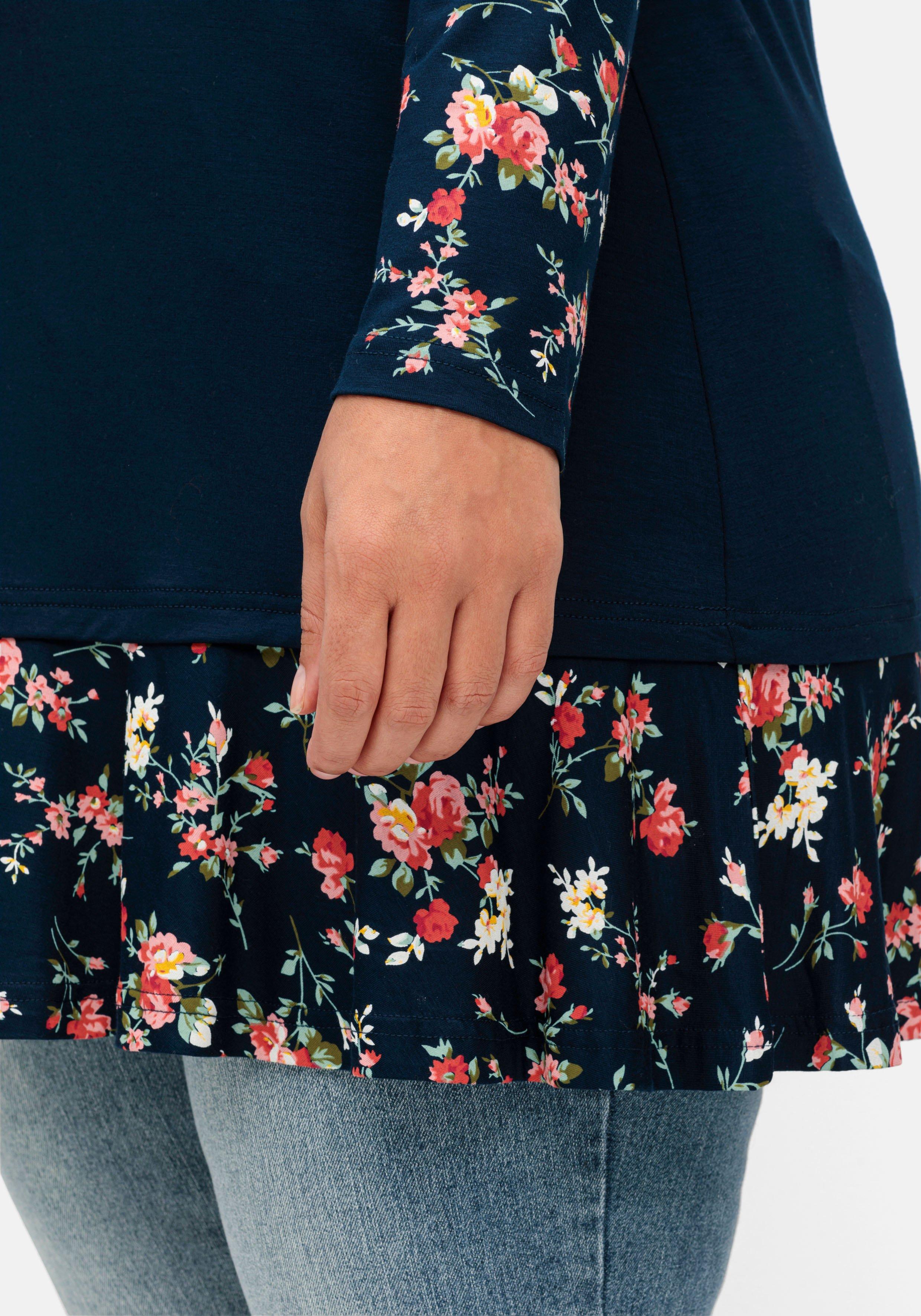 Longshirt mit floralem Druck, in Double-Layer-Optik