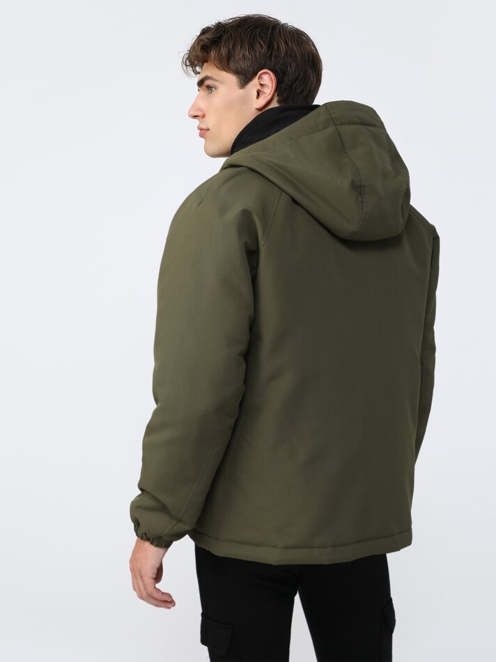 Parka básica com capuz - Verde Oliva