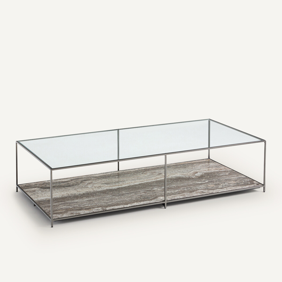 AM.PM<br>Mesa de centro em vidro temperado e travertino, Buren