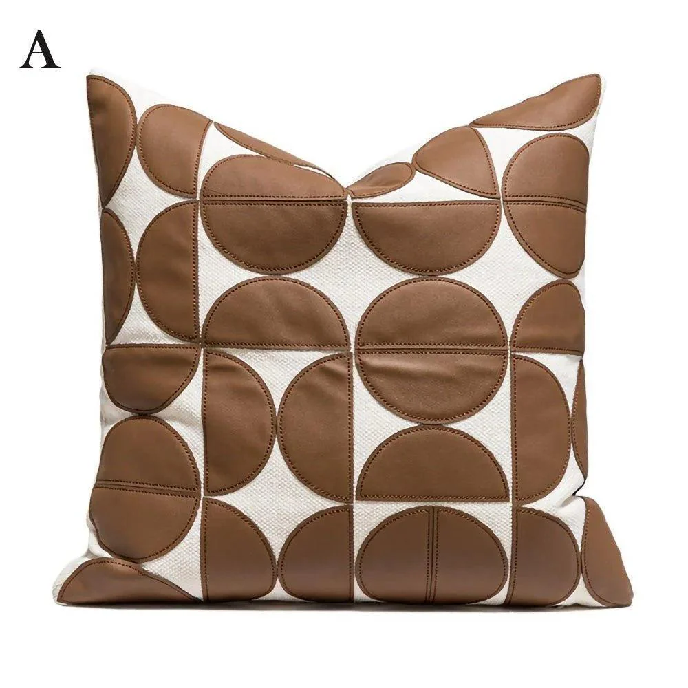 Modern Artificial Leather Cushion Cover | Geometric Decorative Pillow Cases