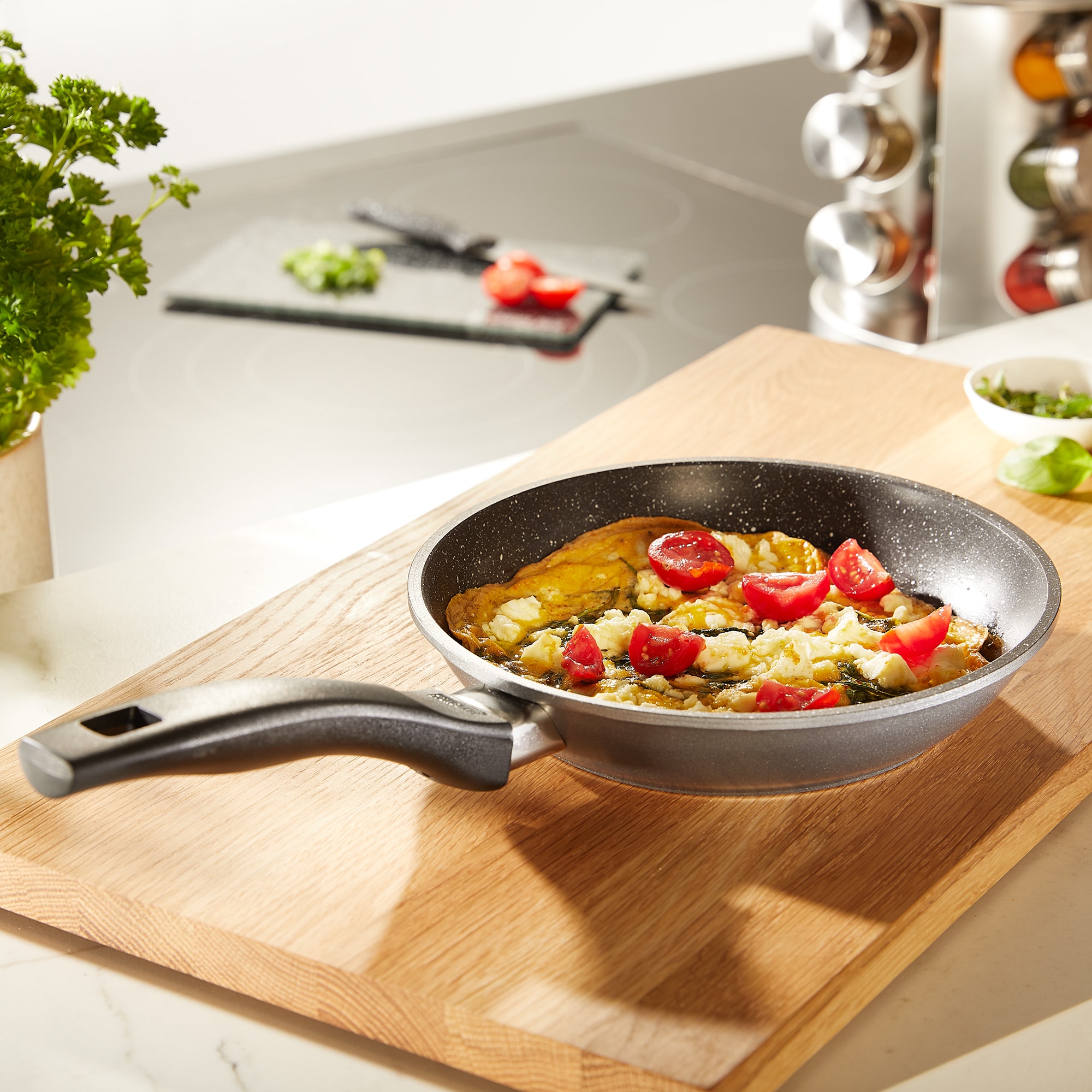 STONELINE® Bratpfanne 20 cm, Aluguss antihaftbeschichtete Pfanne, Backofen & Induktion geeignet