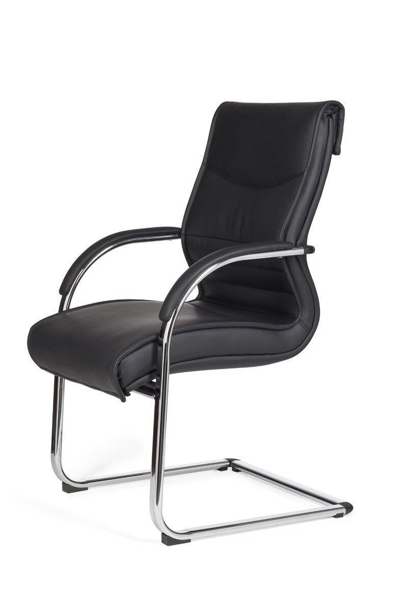 KADIMA DESIGN Freischwinger SANGRO Kunstleder, Chromgestell, Lendenstütze, bis 120 kg, in Caramel/Weiß/Schwarz