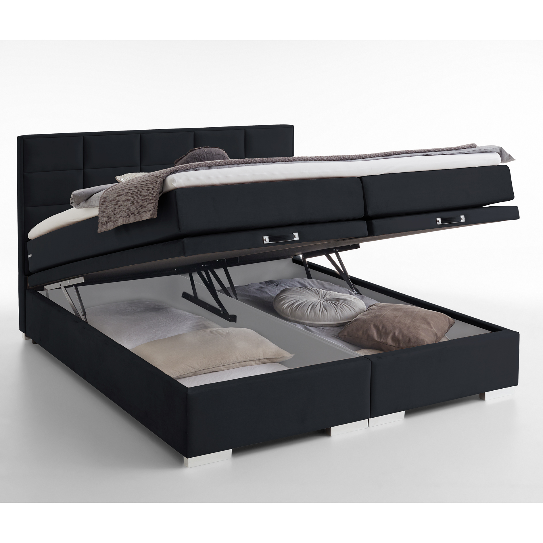 Boxspringbett - schwarz - H3 - 140x200 cm