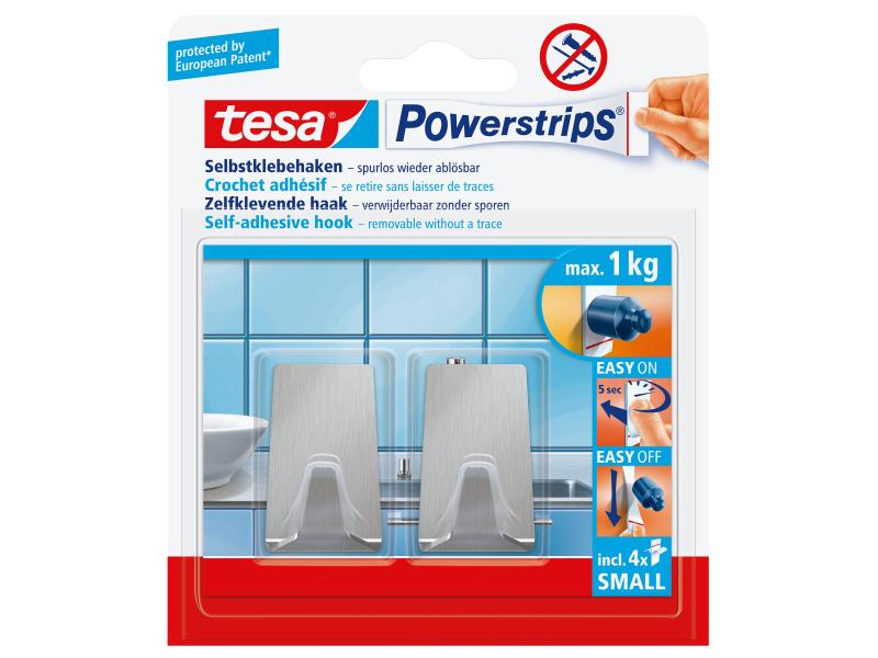 tesa Haken Powerstrips SMALL Rechteckig Metall, 1 kg Haken