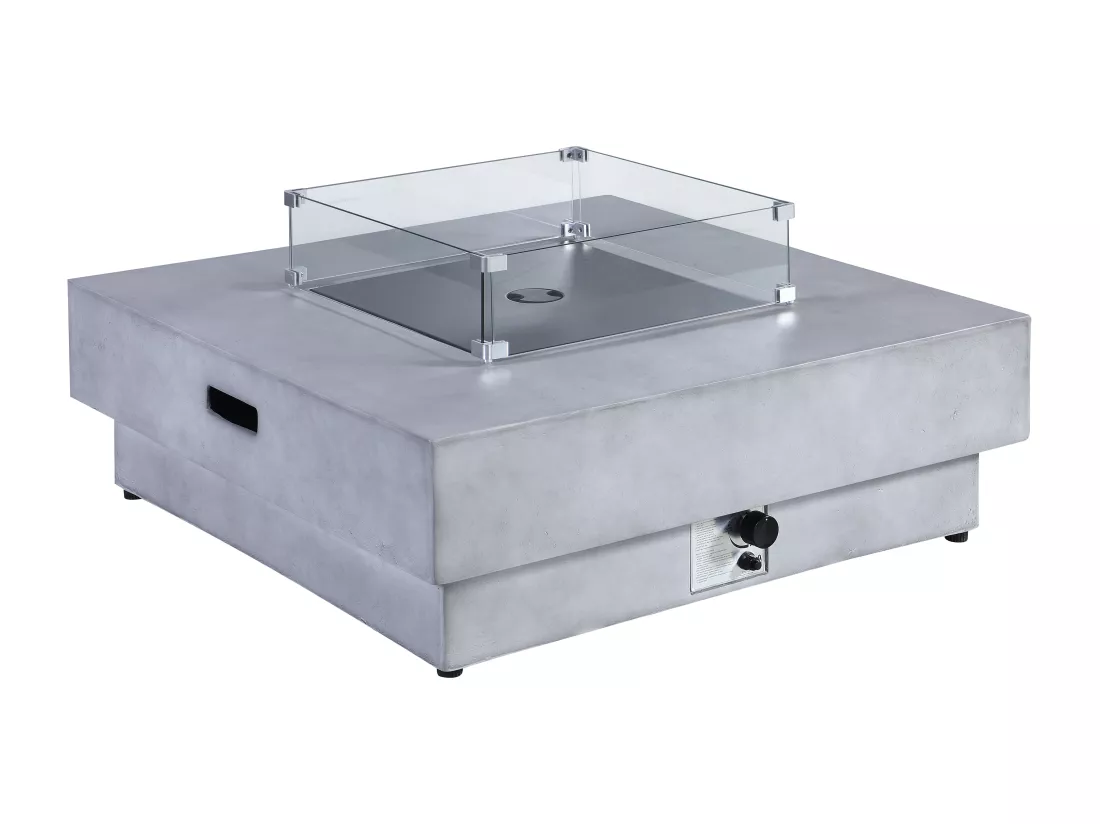 Table braséro carrée au gaz en MGO effet béton - SEROZA