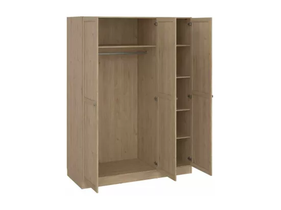 Garde-robe 3 portes Dsens, Meubles de chambre, Penderie de plain-pied, Placard à vêtements, 147x62 h200 cm, Chêne clair