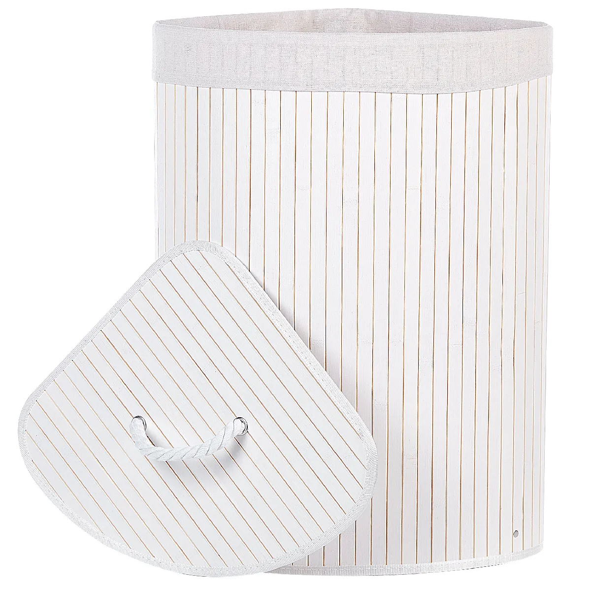Beliani Panier bambou blanc 60 cm MATARA