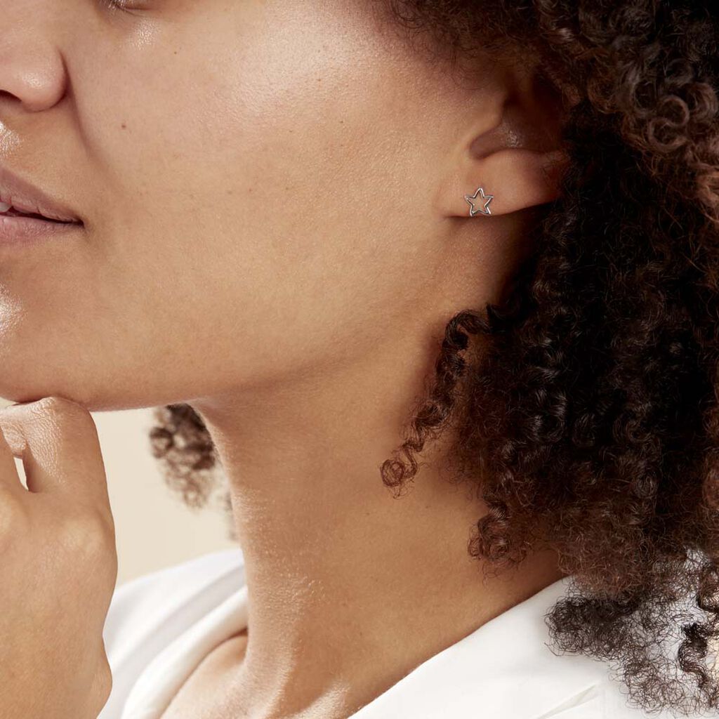 Boucles D'oreilles Puces Alphonsine Etoile De Mer Or Blanc