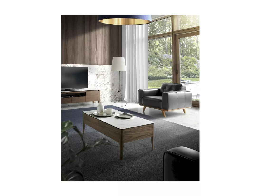 Fauteuil en cuir pieds bois massif de frêne