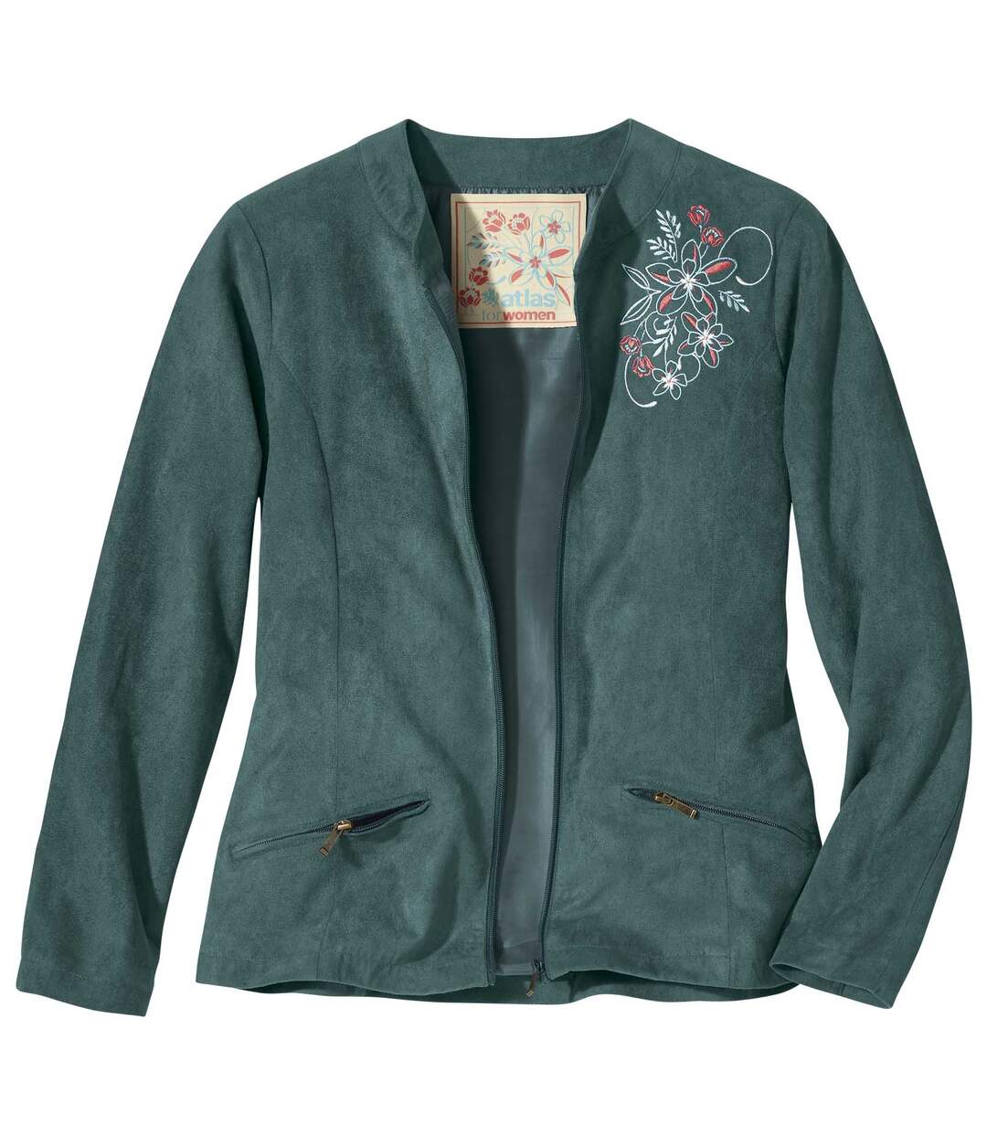 Veste Suédine Effet Daim Brodée