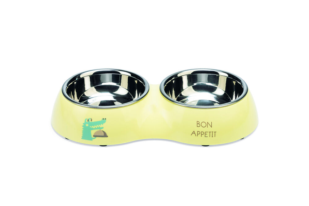 Beeztees Kroky  Dinerset - Puppy Voer & Drinkbak - Geel - 27 cm
