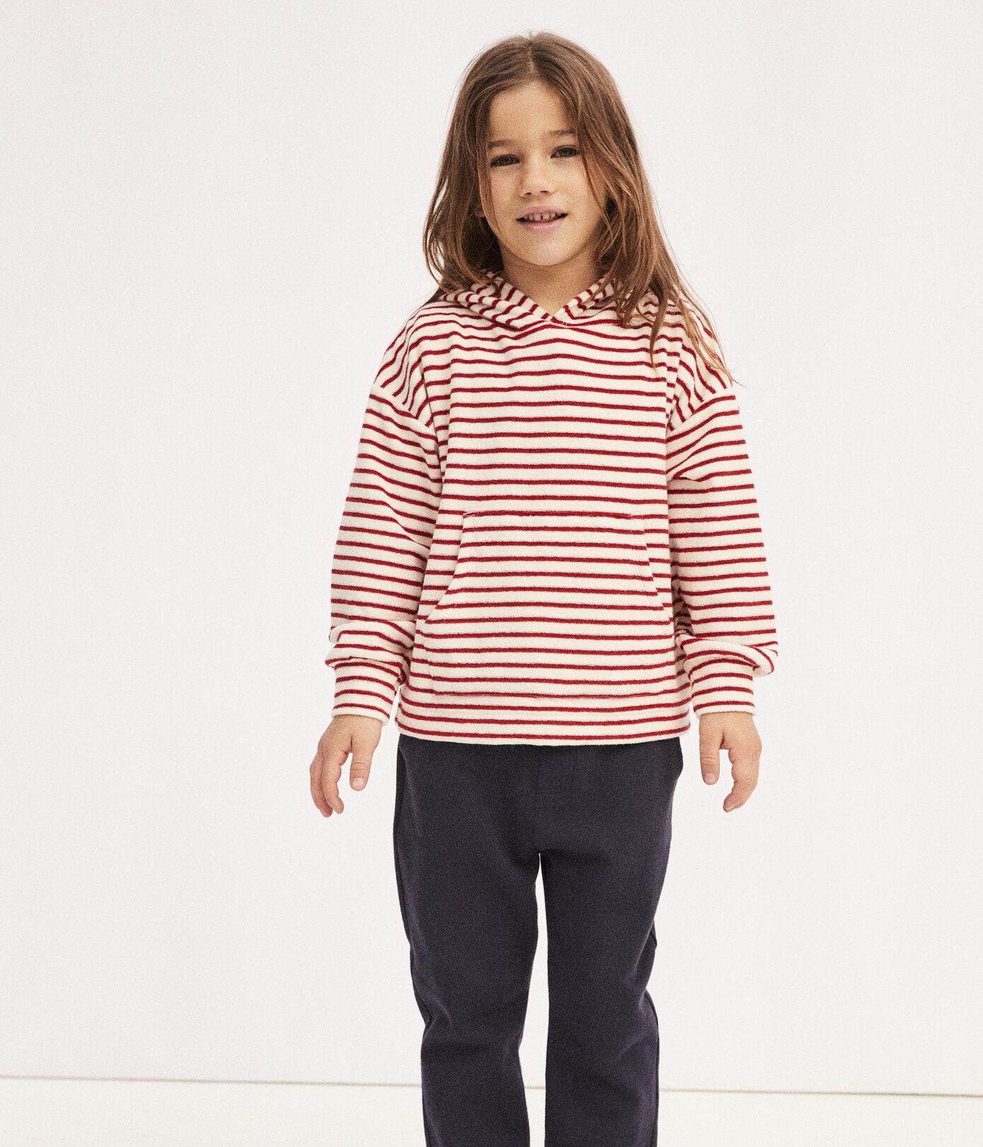 Sweatshirt rayé à capuche enfant fille / garçon