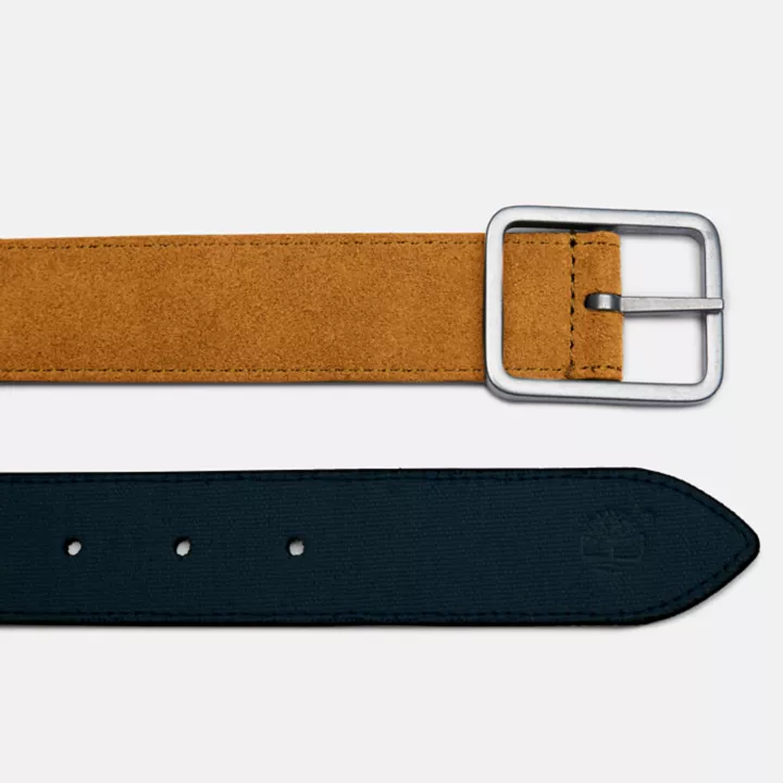Ceinture réversible en toile et en cuir pour homme en marron