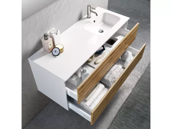 Ensemble de salle de bain vasque DX 4 pièces IGEA chêne miel