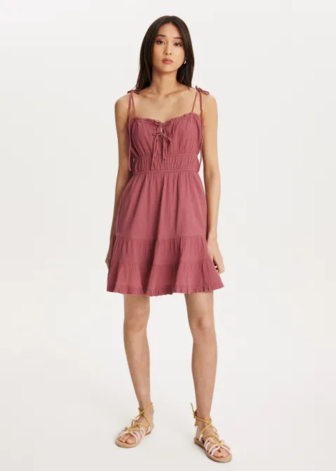 Jurk met gekreukt detail paars (MAUVE.L)